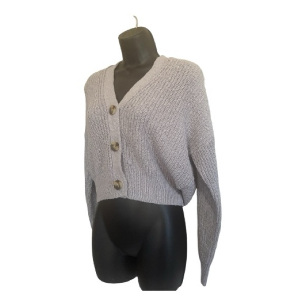 Madewell Brenville Crop Cardigan Light Purple Gray Women's Sweater Size S - Picture 3 of 8